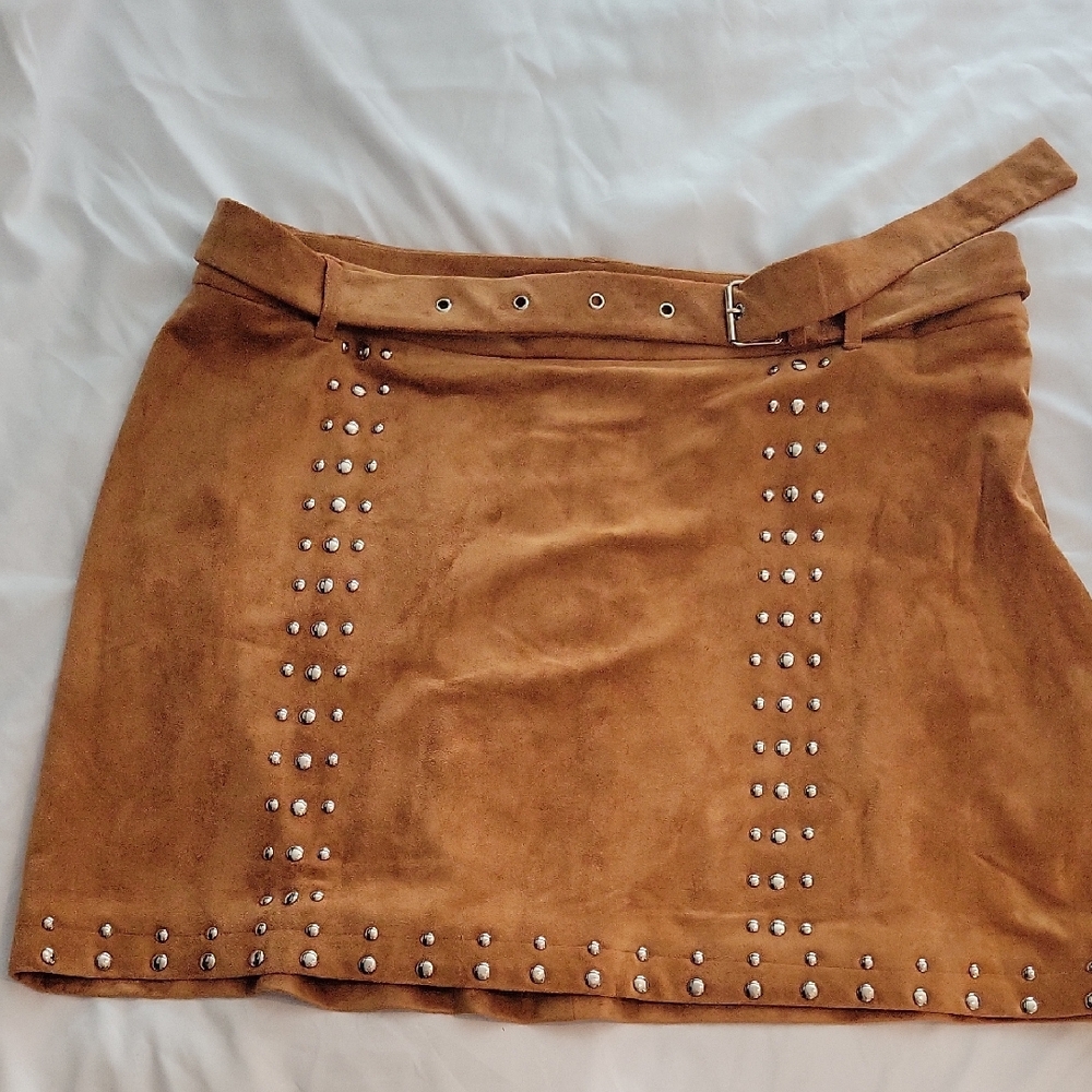 Forever 21 Tan Studded Mini Skirt